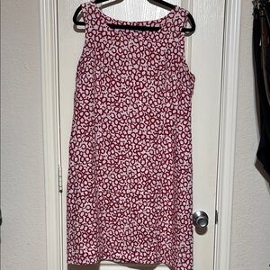 Elegant Red Patterned Linen Dress